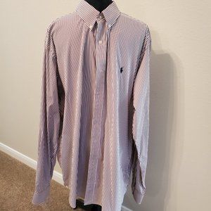 Ralph Lauren classic fit button down long sleeves brown/white men shirt size 2X.